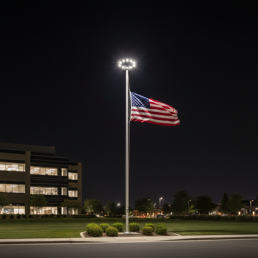 Solar Flagpole Light with 360-Degree Illumination
