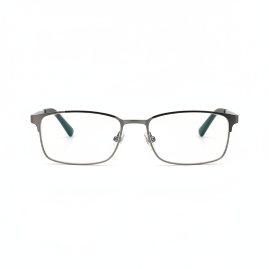 Progressive multifocal reading glasses with seamless no-line lenses front view on white background