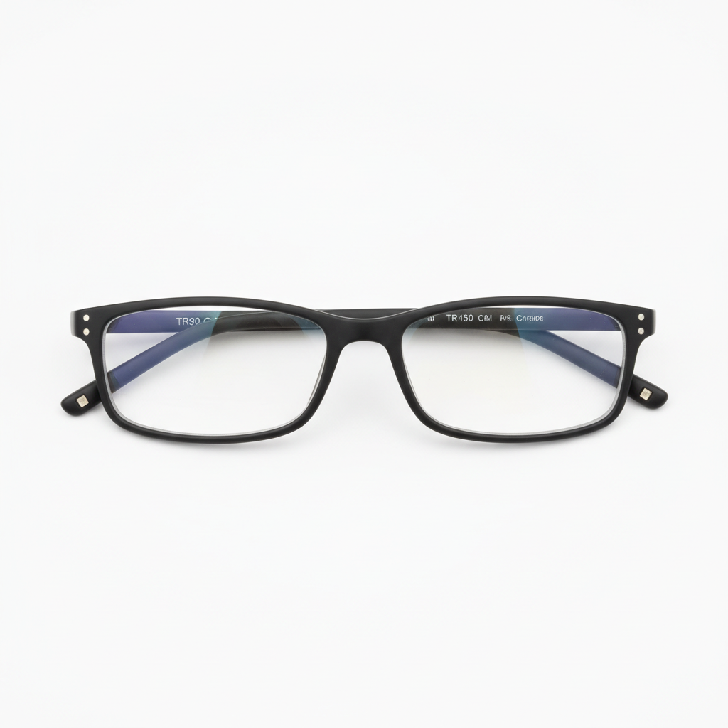 LED reading glasses with integrated lights off front view on white background