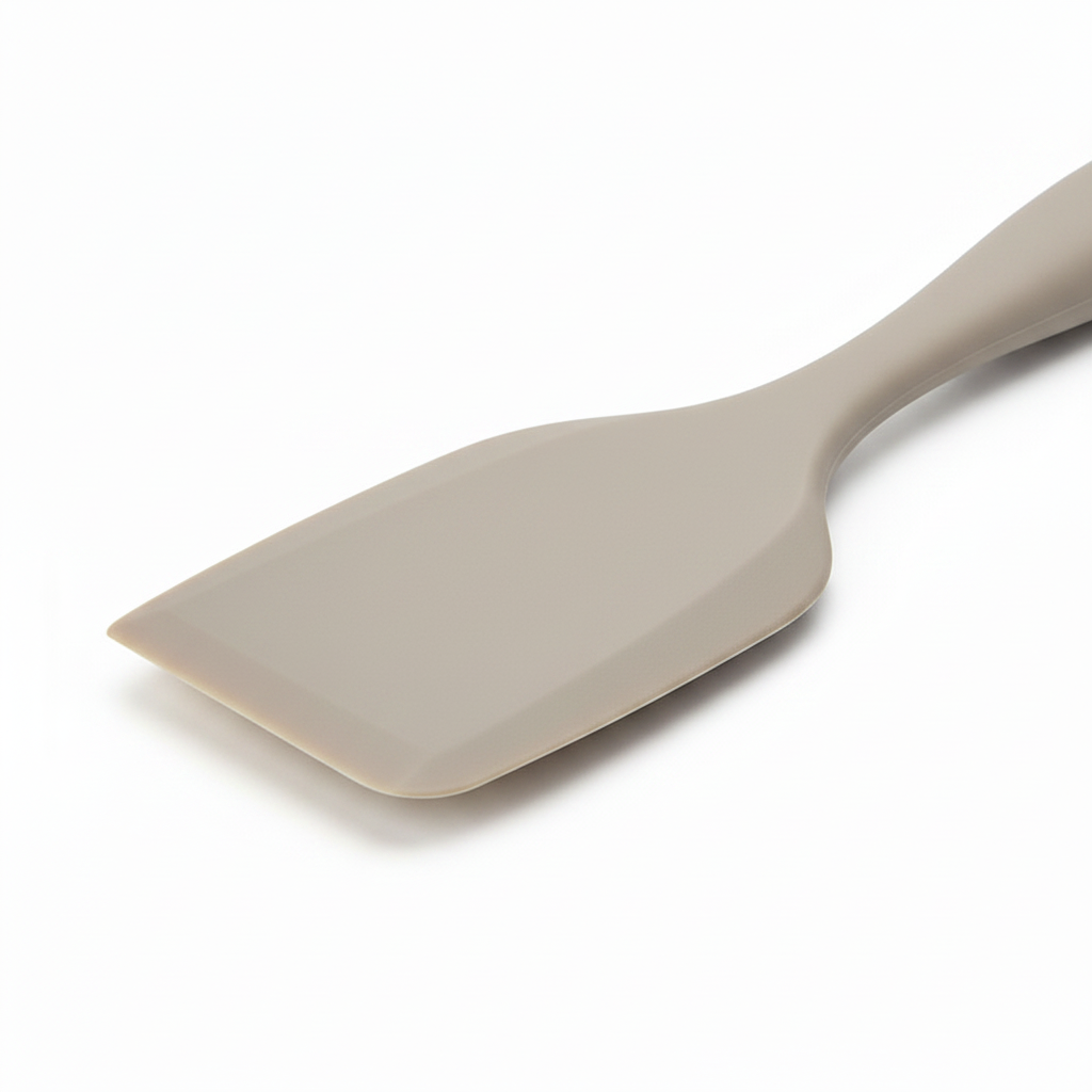 Macro detail of thin beveled flexible front edge and seamless silicone hygienic finish