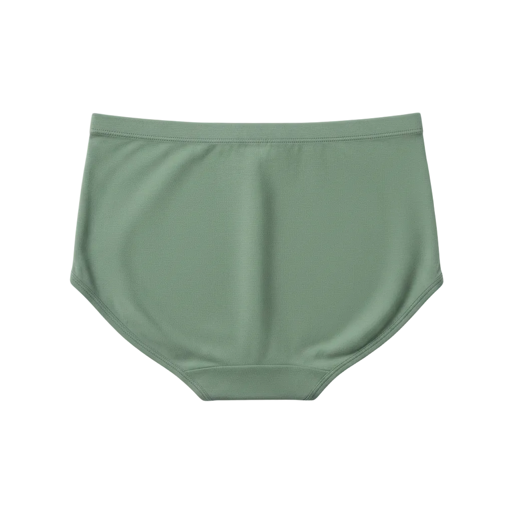 Back view of high waist cotton briefs on white background