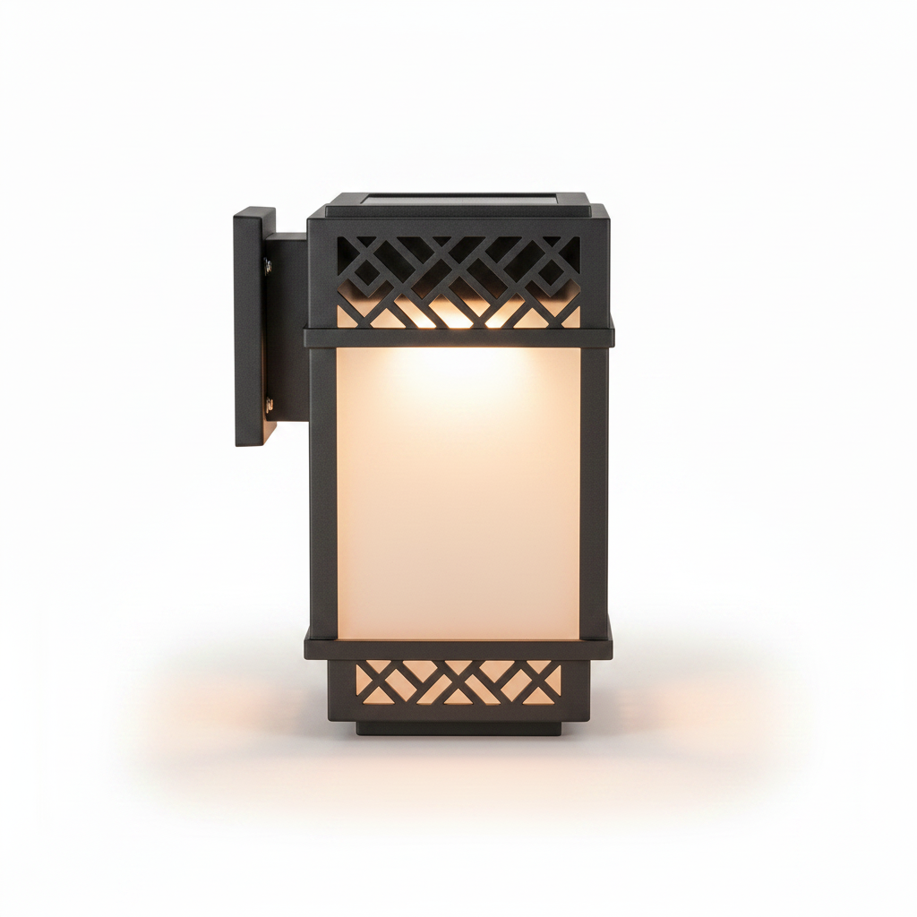 Solar Wall Lantern with Decorative Exterior Design