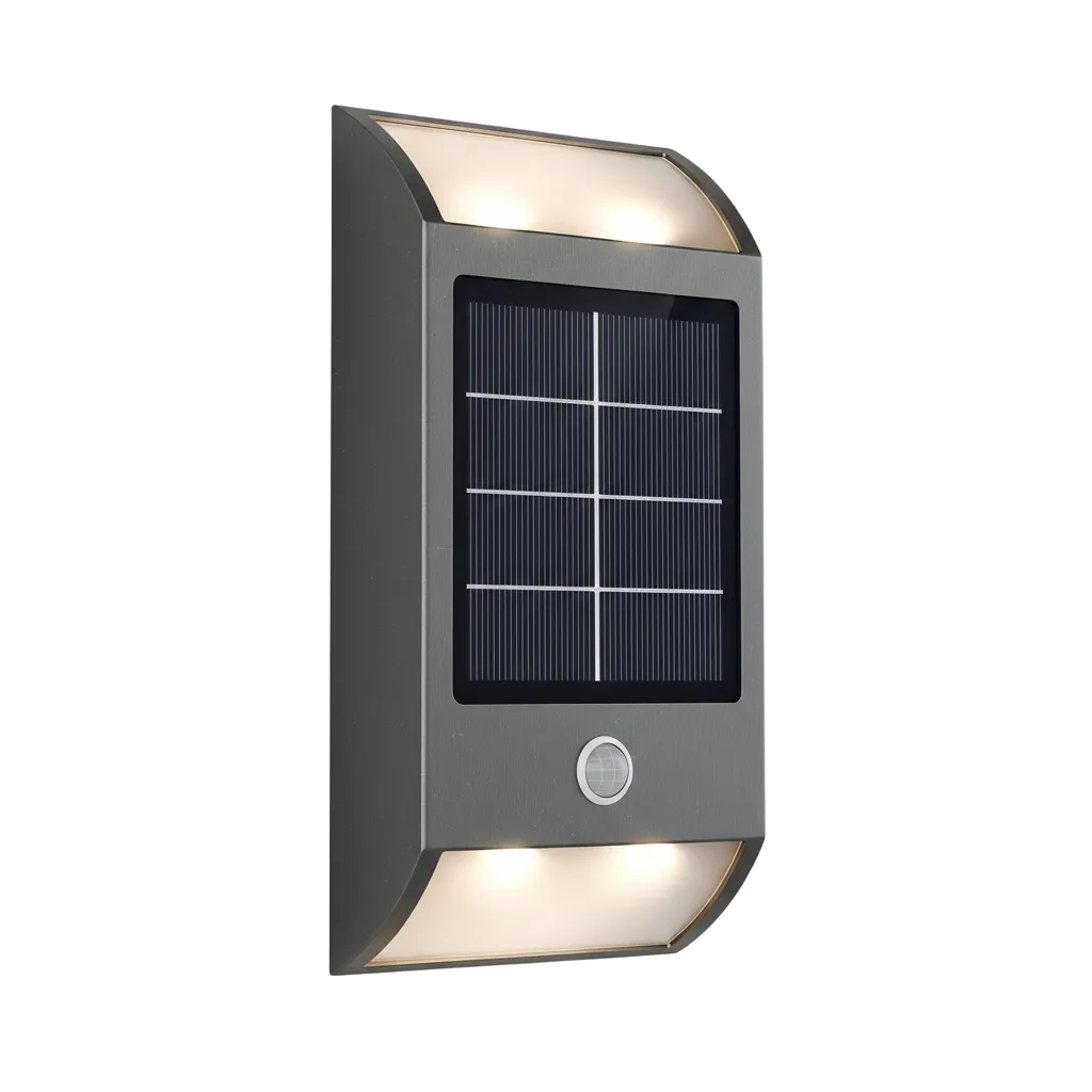Solar LED Wall Light with Up and Down Lighting on pure white background