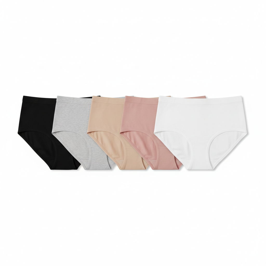 Seamless underwear 5 colors flat lay