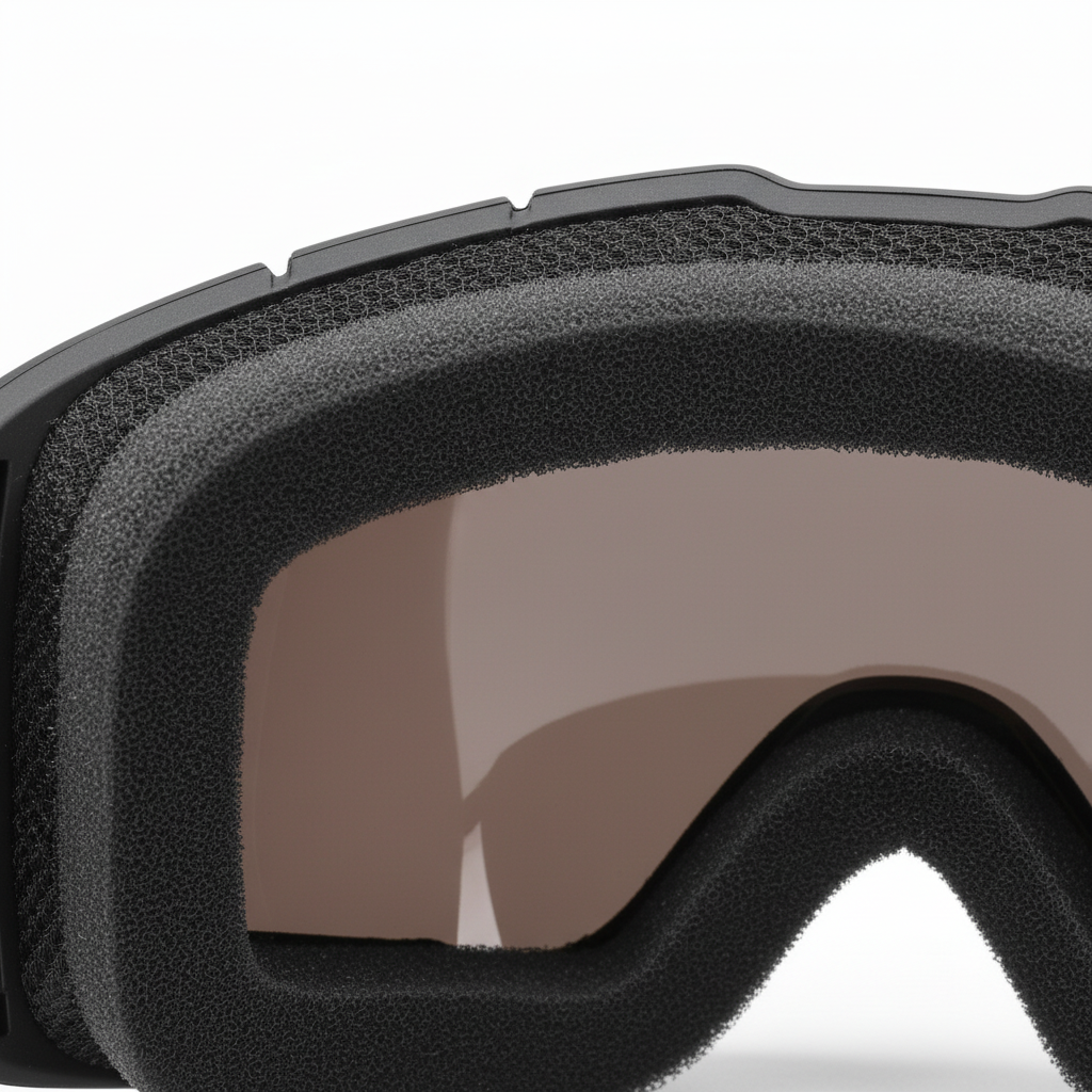 Macro detail of micro-mesh dust ventilation openings and face foam cushion