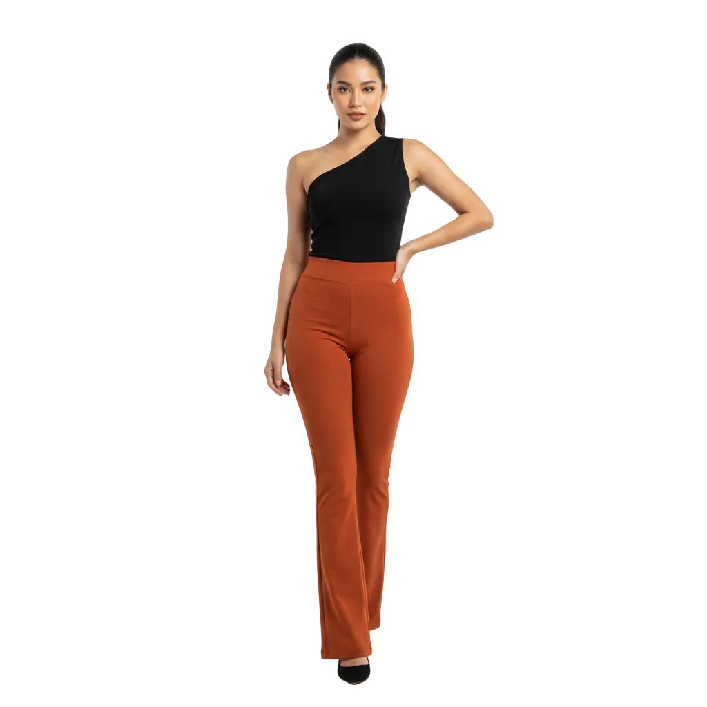 Women's High Waist Flared Pants - Dynamic Front View