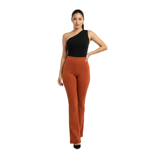 Women's High Waist Flared Pants - Dynamic Front View