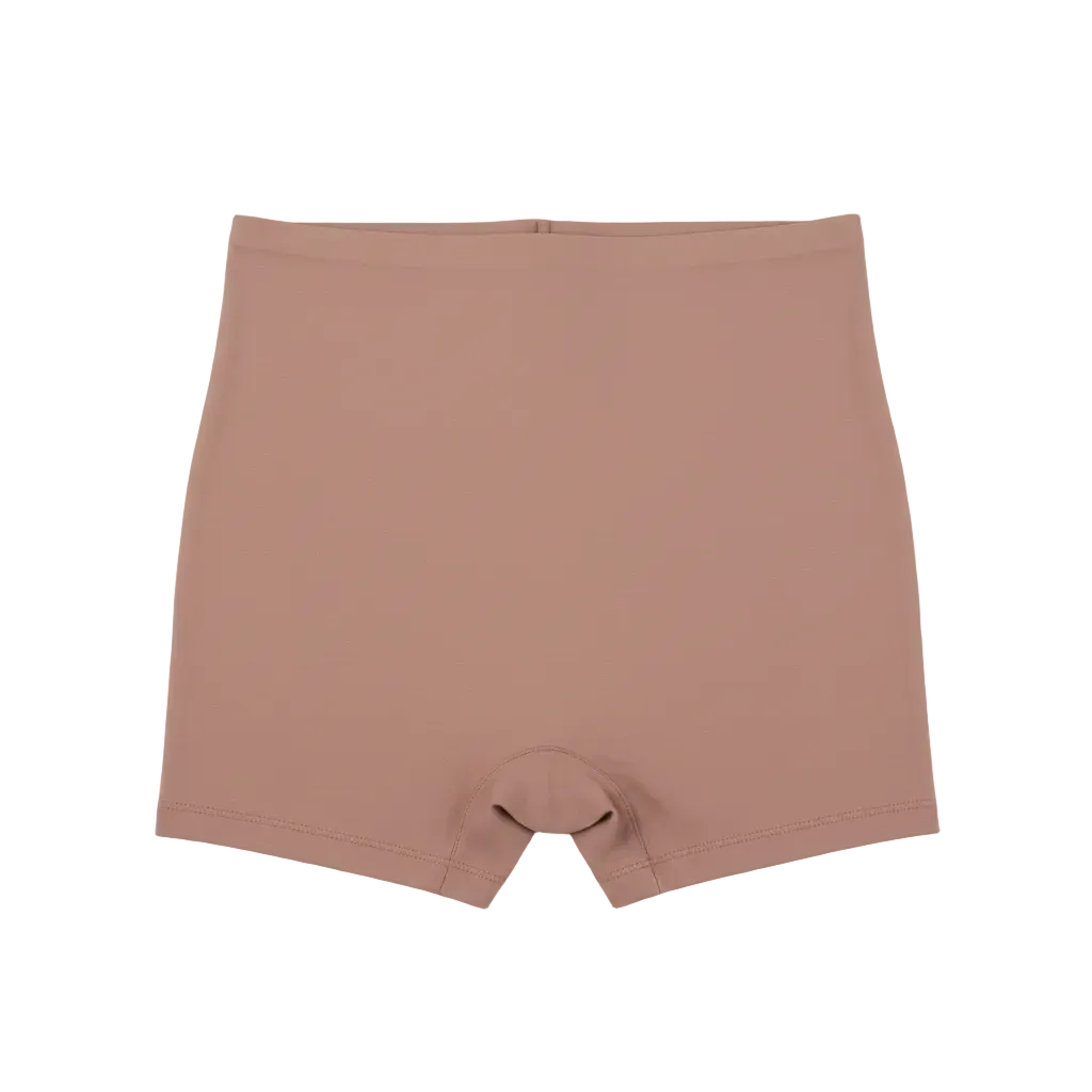 Back view of high waist shaping shorts showing full hip and back coverage
