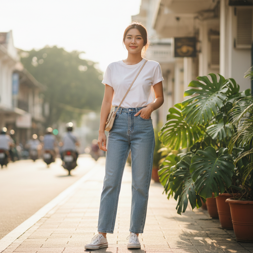 Women’s High Waist Straight Jeans with Classic Denim Fit