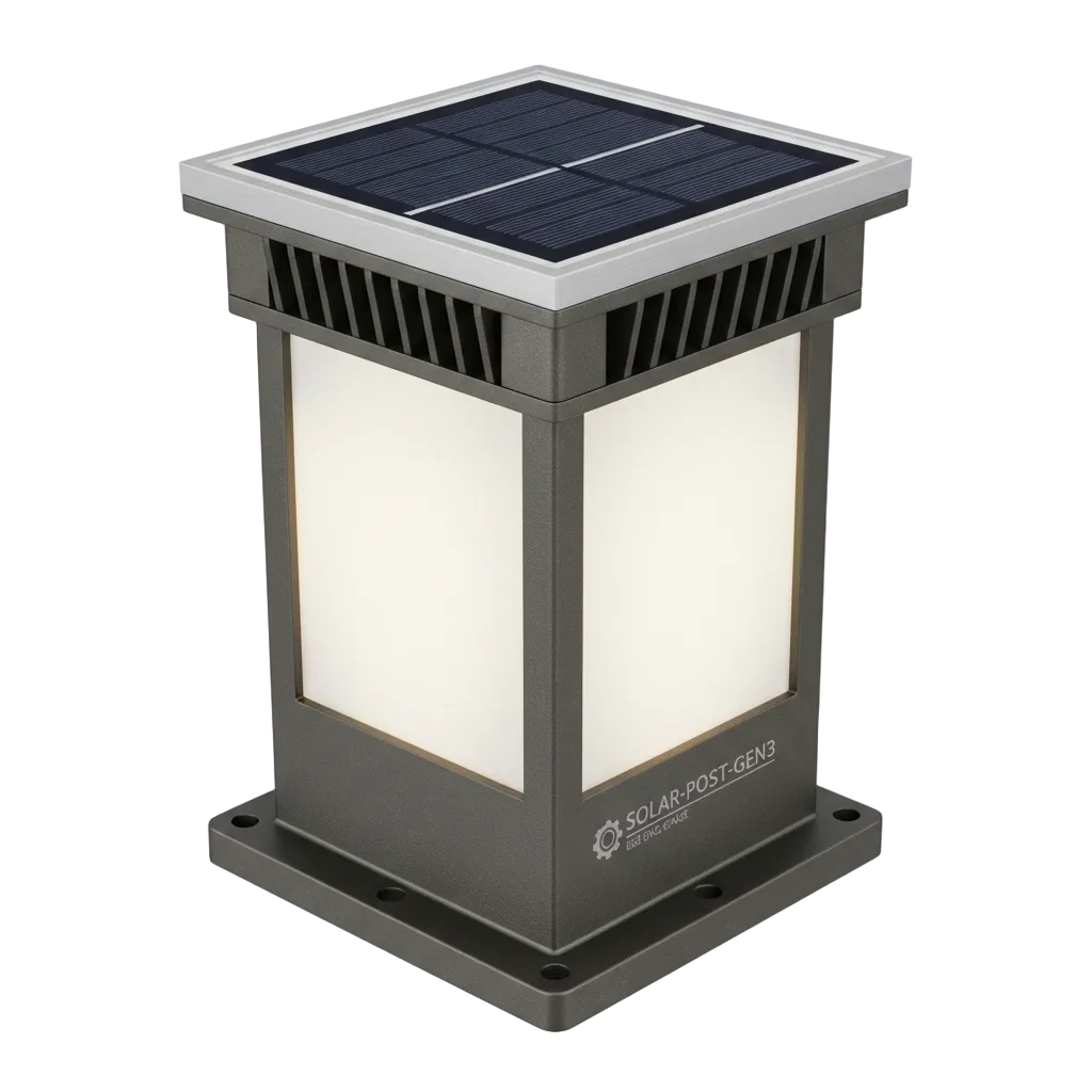 Solar Pillar Light for Gate and Fence Posts on pure white background