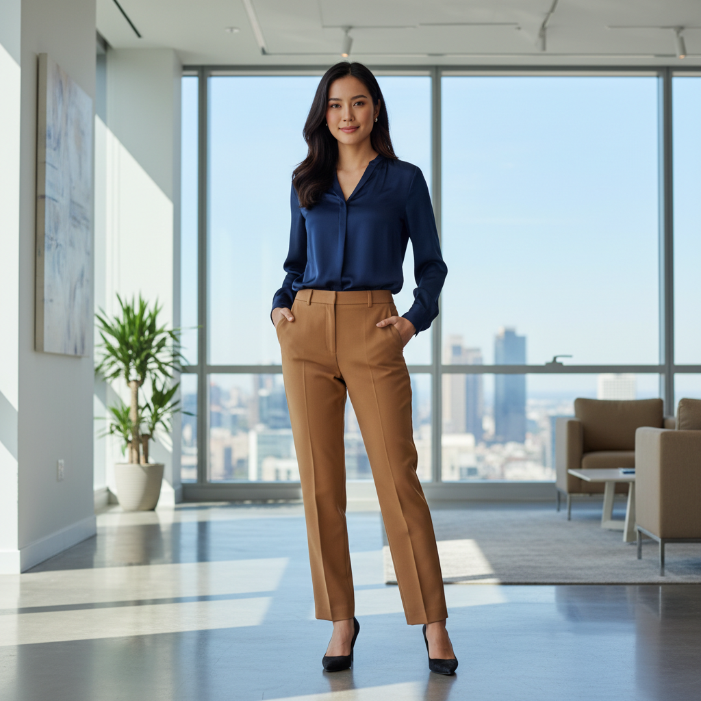 Women's High Waist Tailored Trousers - Modern Office Lifestyle