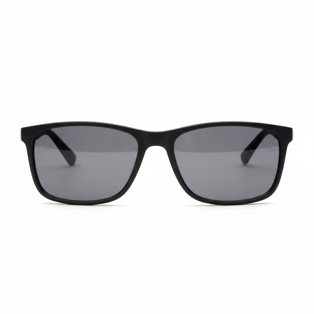 Sun reading glasses with tinted UV400 smoke lenses front view on white background