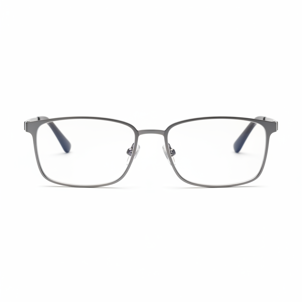 Photochromic reading glasses clear indoor state front view on white background