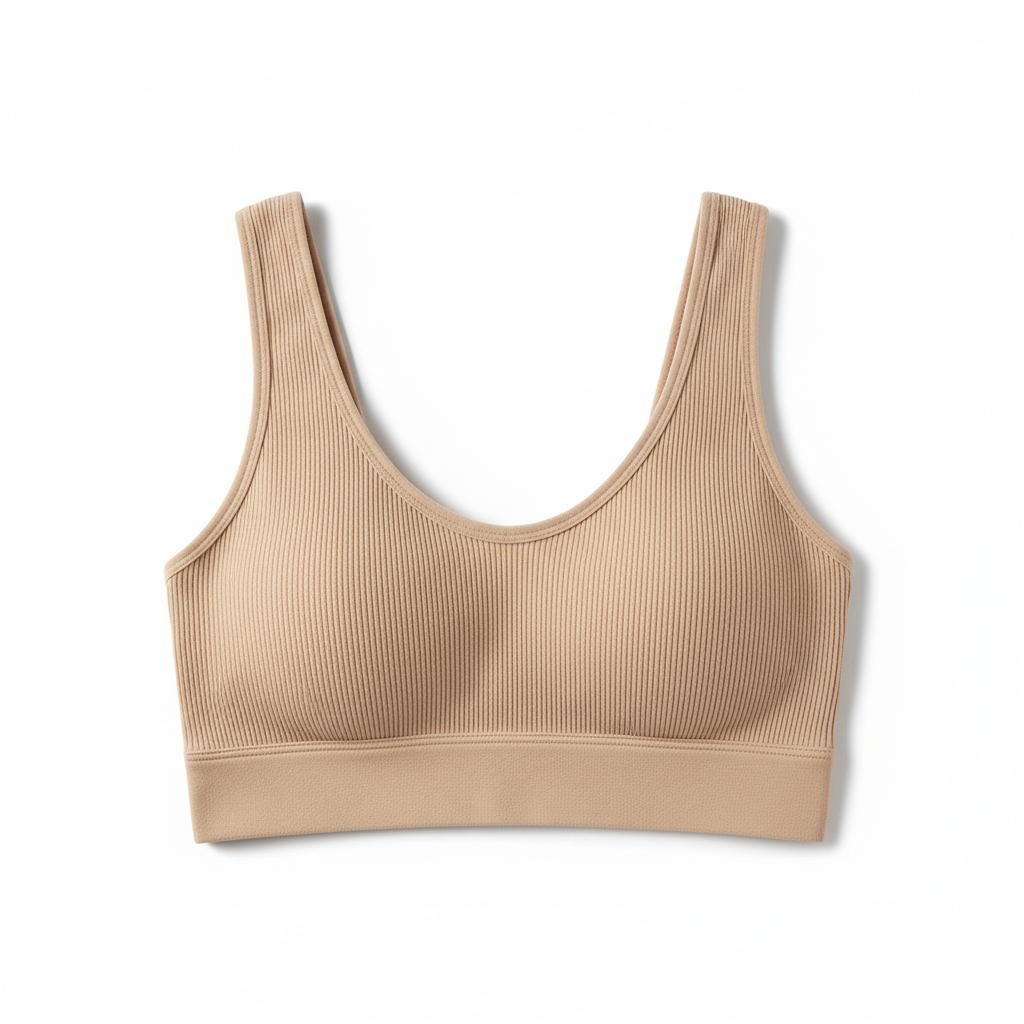 Women ribbed sports bra nude beige