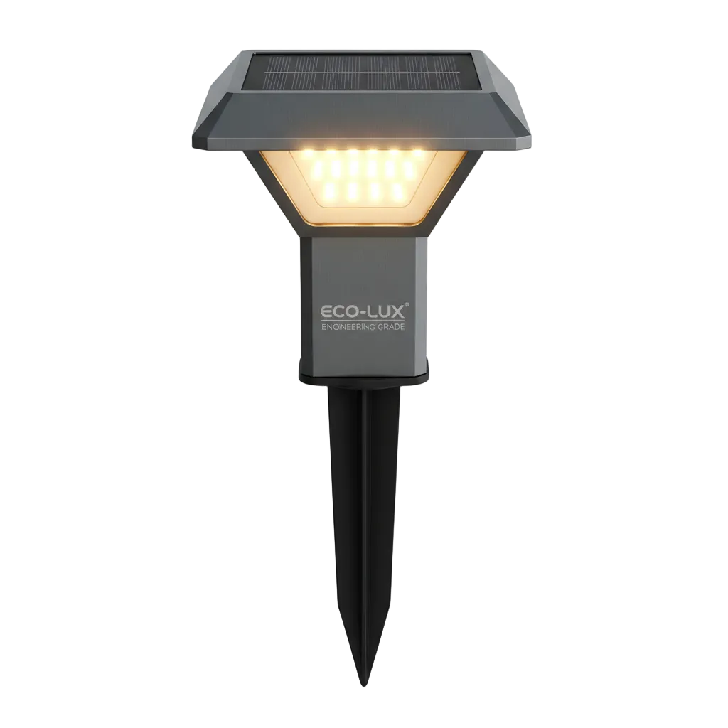 Solar Lawn Light with Warm White LED on pure white background