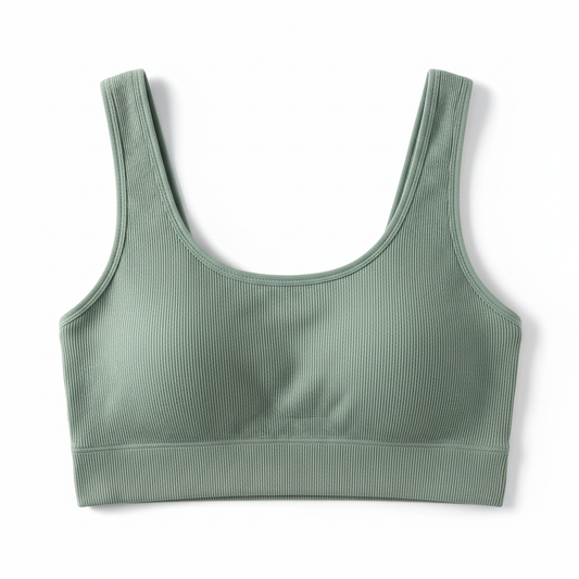 Women ribbed sports bra sage green