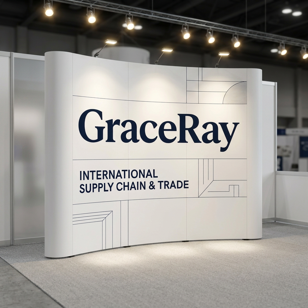 Custom curved pop up exhibition display wall assembled in a corporate exhibition booth