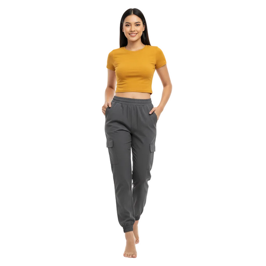 Women’s Cargo Jogger Pants with Elastic Waist and Utility Pockets