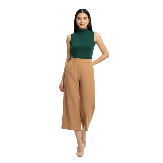 Women’s High Waist Culotte Pants with Wide Cropped Leg