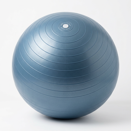 Inflatable exercise ball displayed for balance and core training.