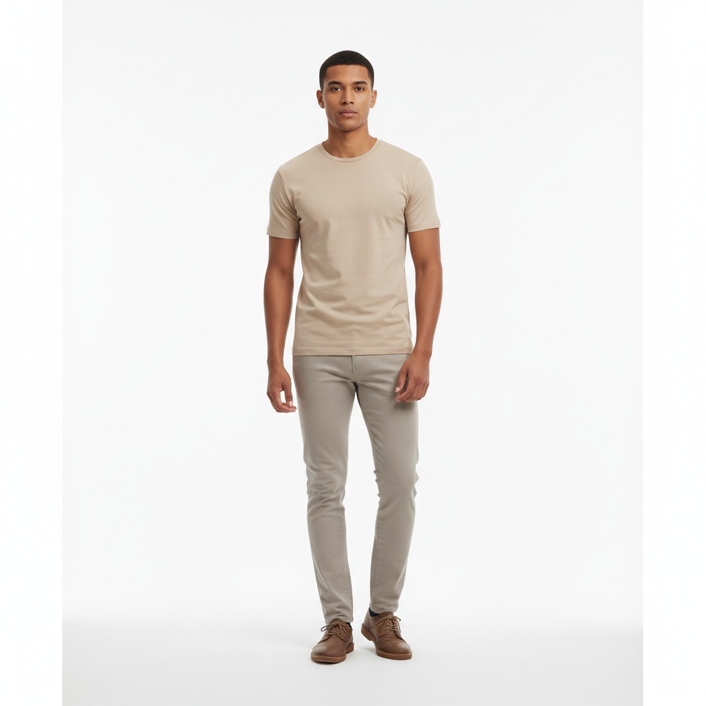 Malaysian male model minimalist beige tee